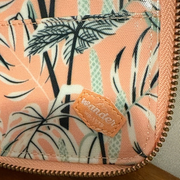 Peach Tropical Leaf Print Wristlet - Picture 2 of 6